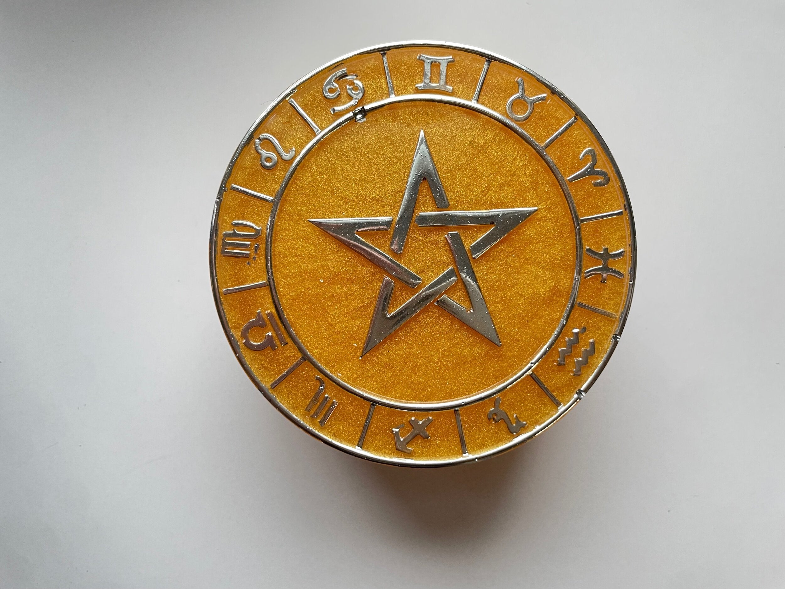 Astrology Jewelry Dish with Pentacle Lid