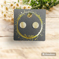 Gold and White Glitter Stud Earrings
