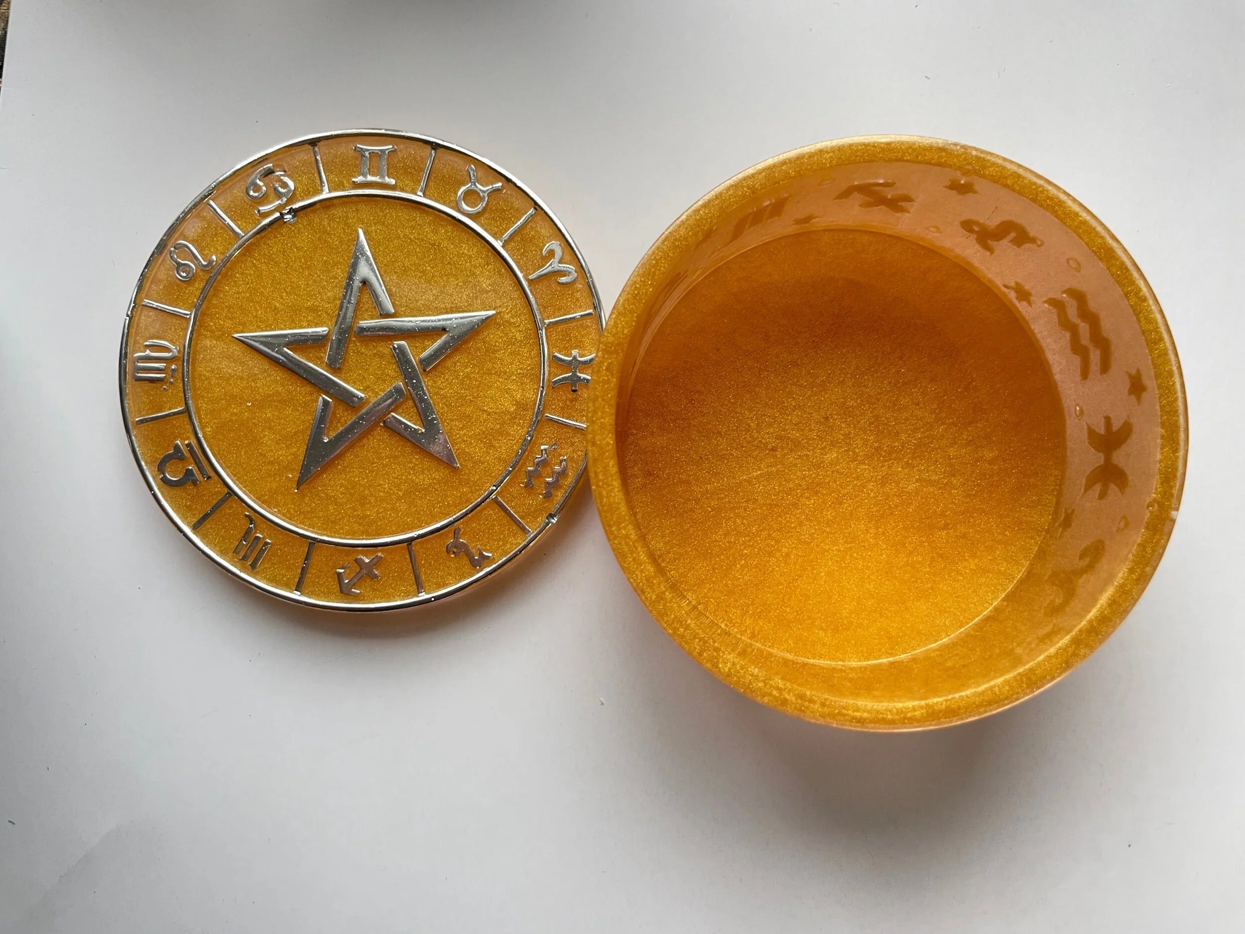 Astrology Jewelry Dish with Pentacle Lid
