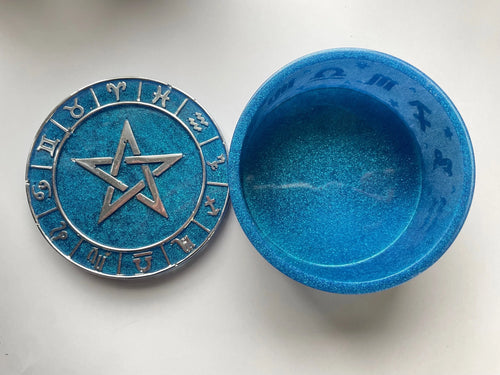 Astrology Jewelry Dish with Pentacle Lid