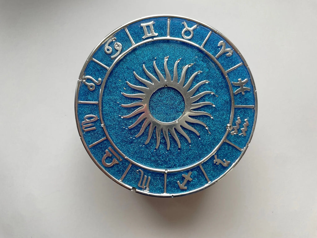 Astrology Zodiac Symbol Jewelry Dish with Sun Lid