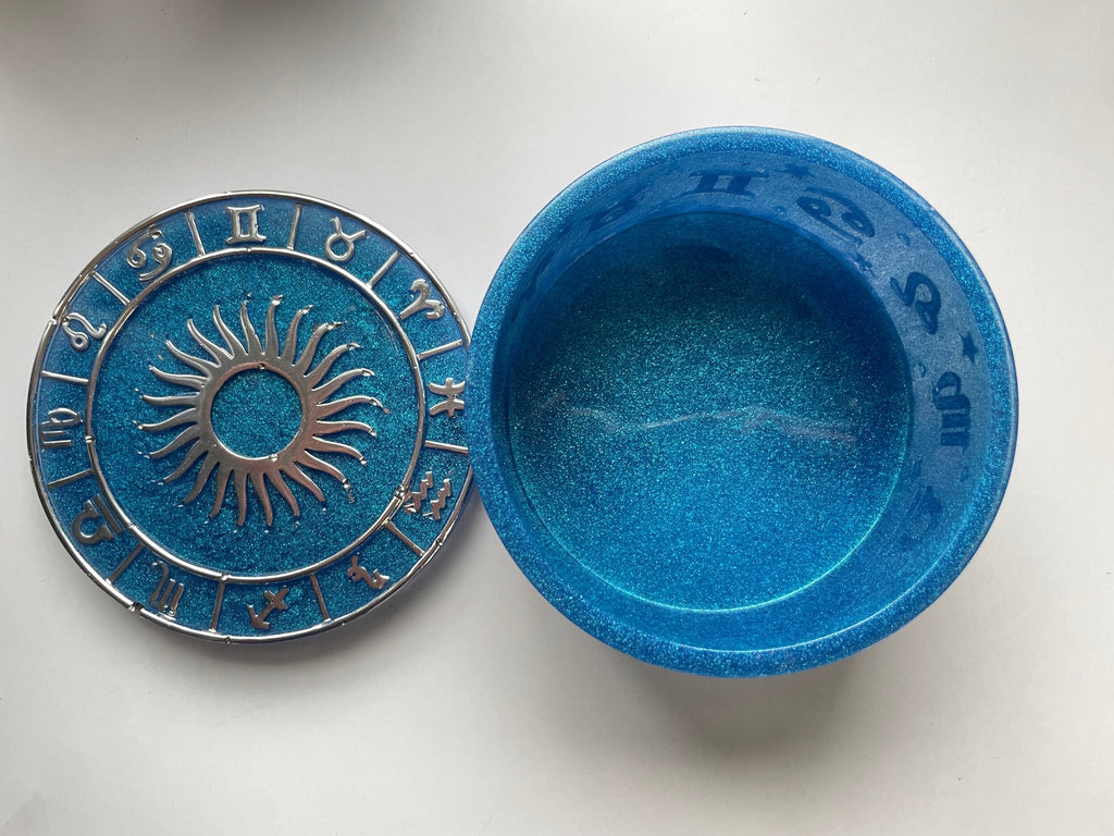 Astrology Zodiac Symbol Jewelry Dish with Sun Lid