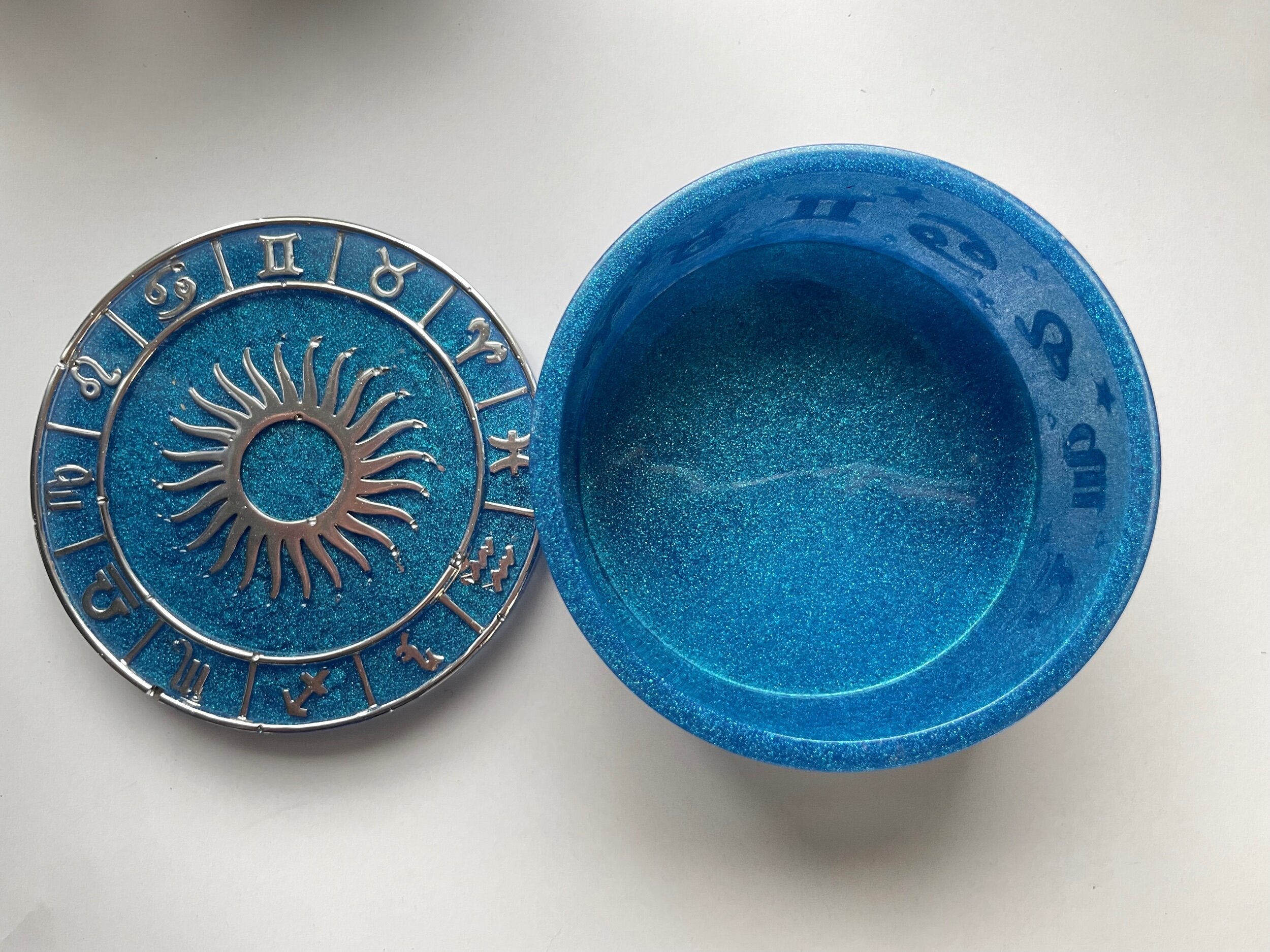 Astrology Zodiac Symbol Jewelry Dish with Sun Lid