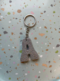 Holographic Silver Initial Keychain