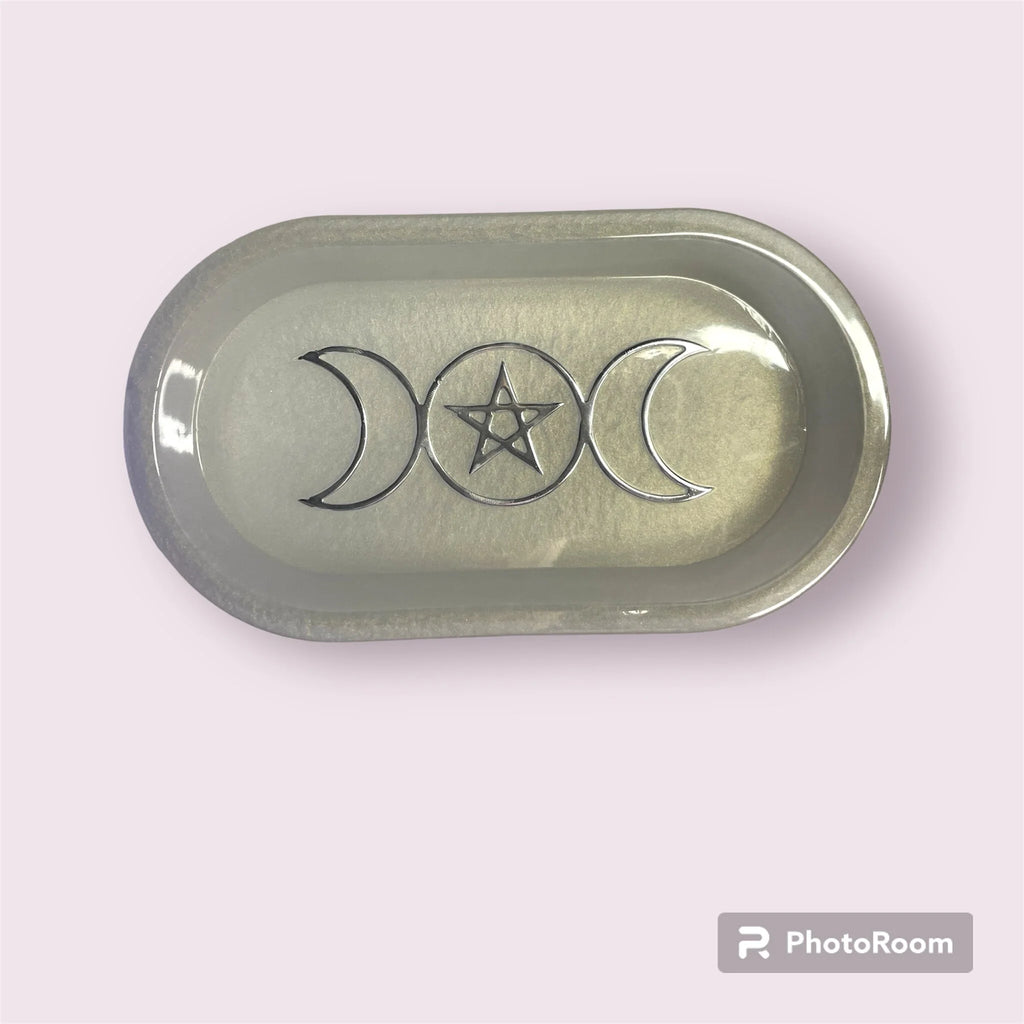 Triple Moon Goddess Symbol Jewelry Dish- Offering Bowl