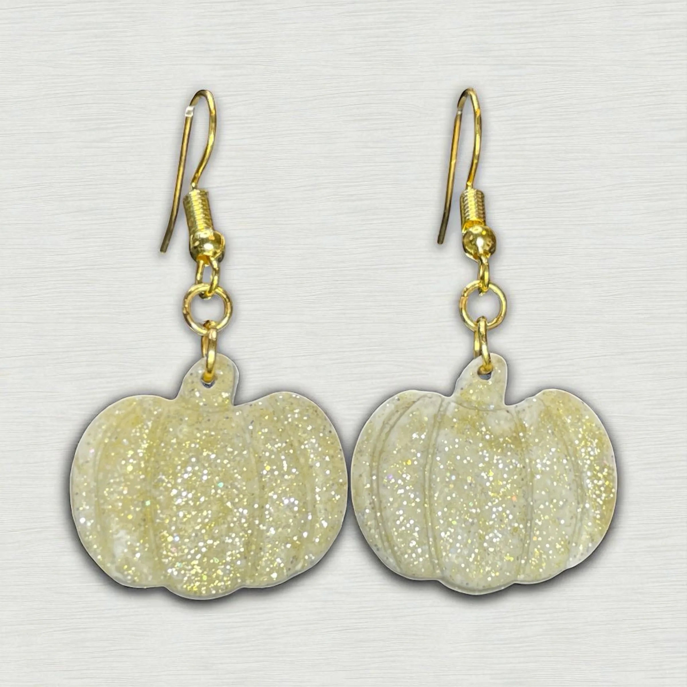 Gold Glitter Pumpkin Dangles