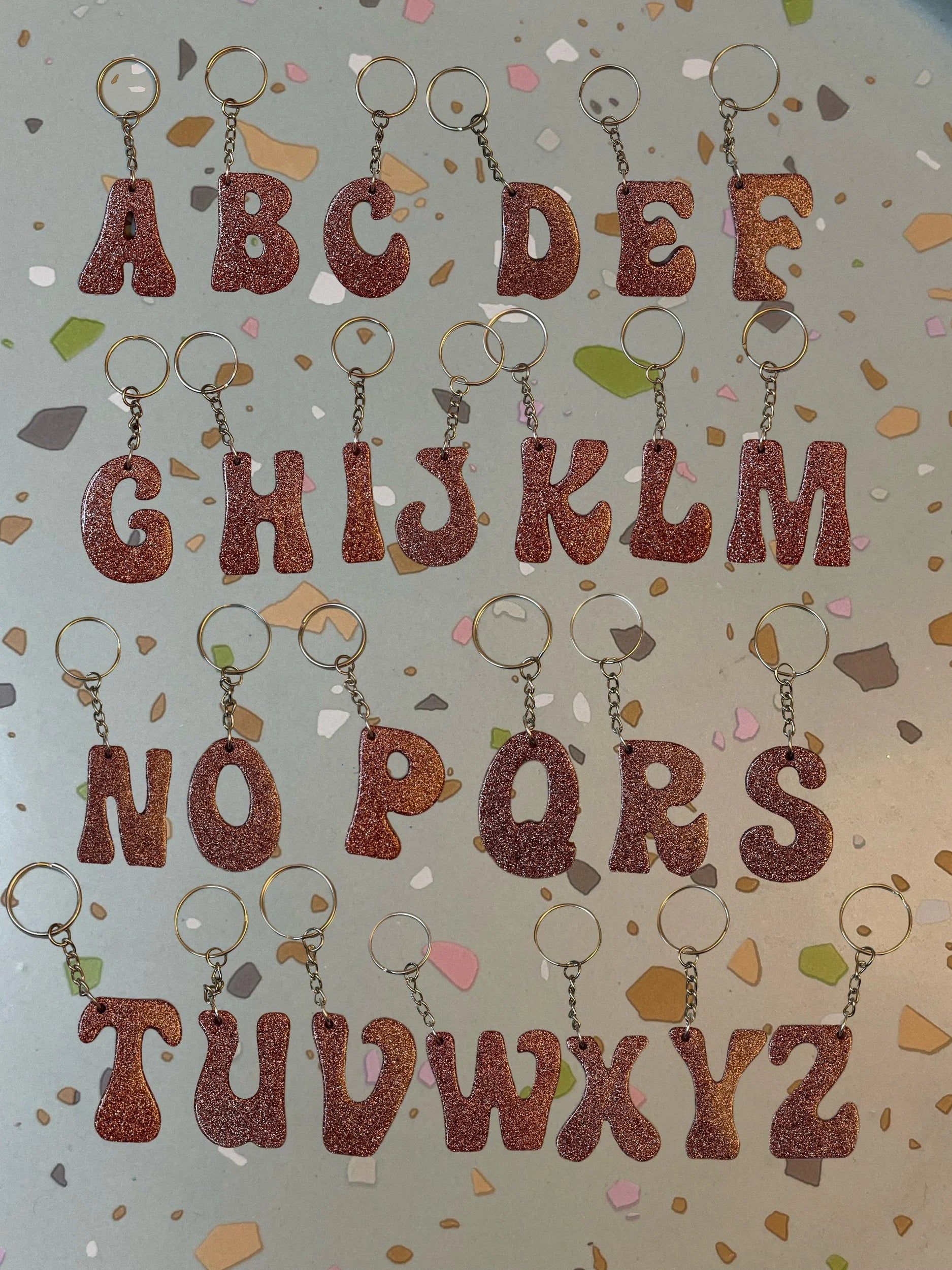 Rose Gold Letter Keychains