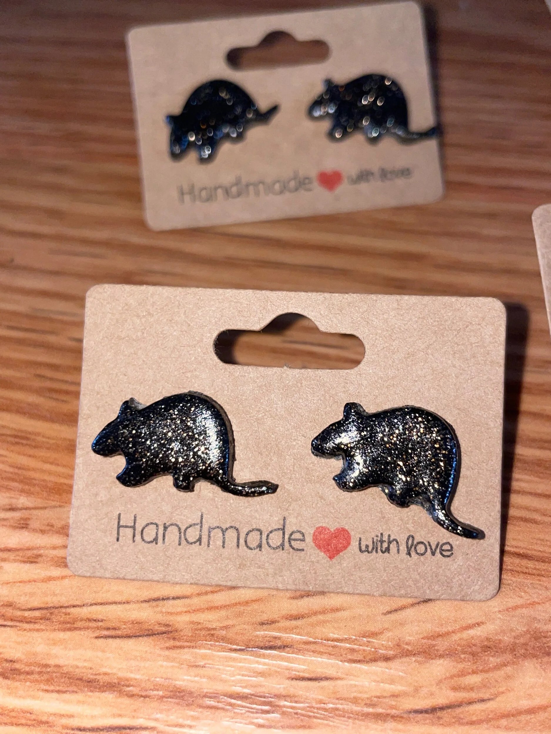 Sparkle Rat Stud Earrings