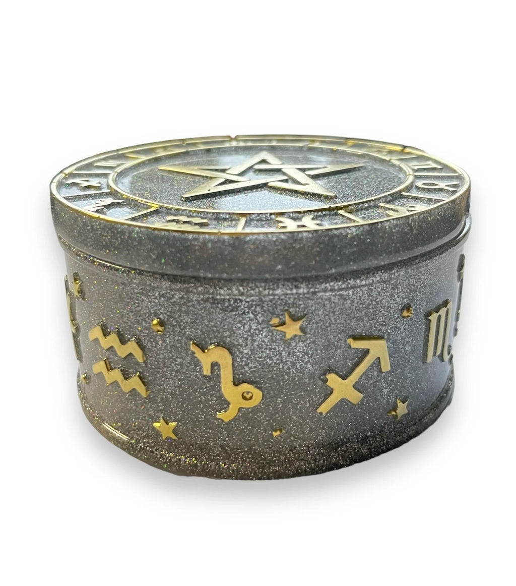 Astrology Jewelry Dish with Pentacle Lid