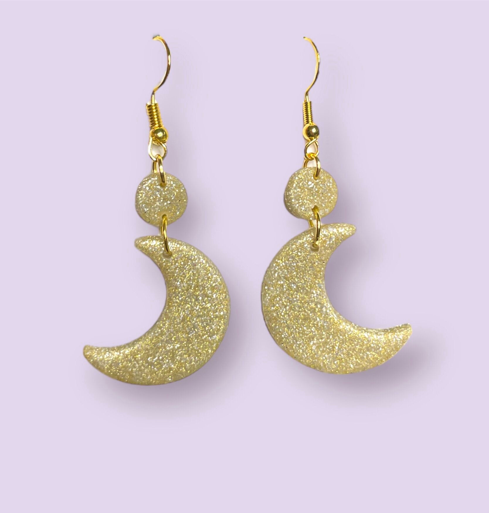 Gold Crest Moon Elegant Dangles