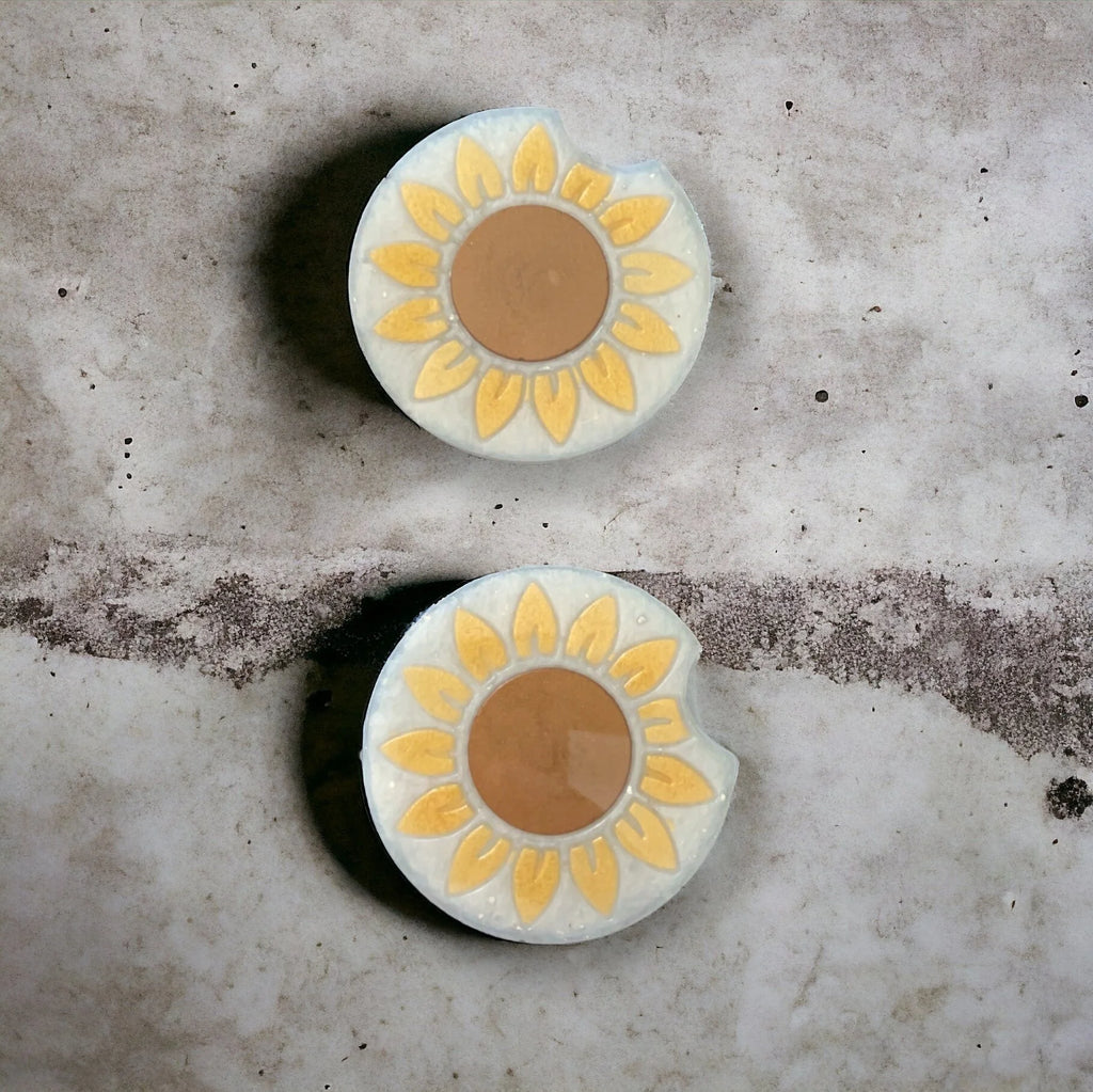 Sunflower Car Coasters - Set of Two