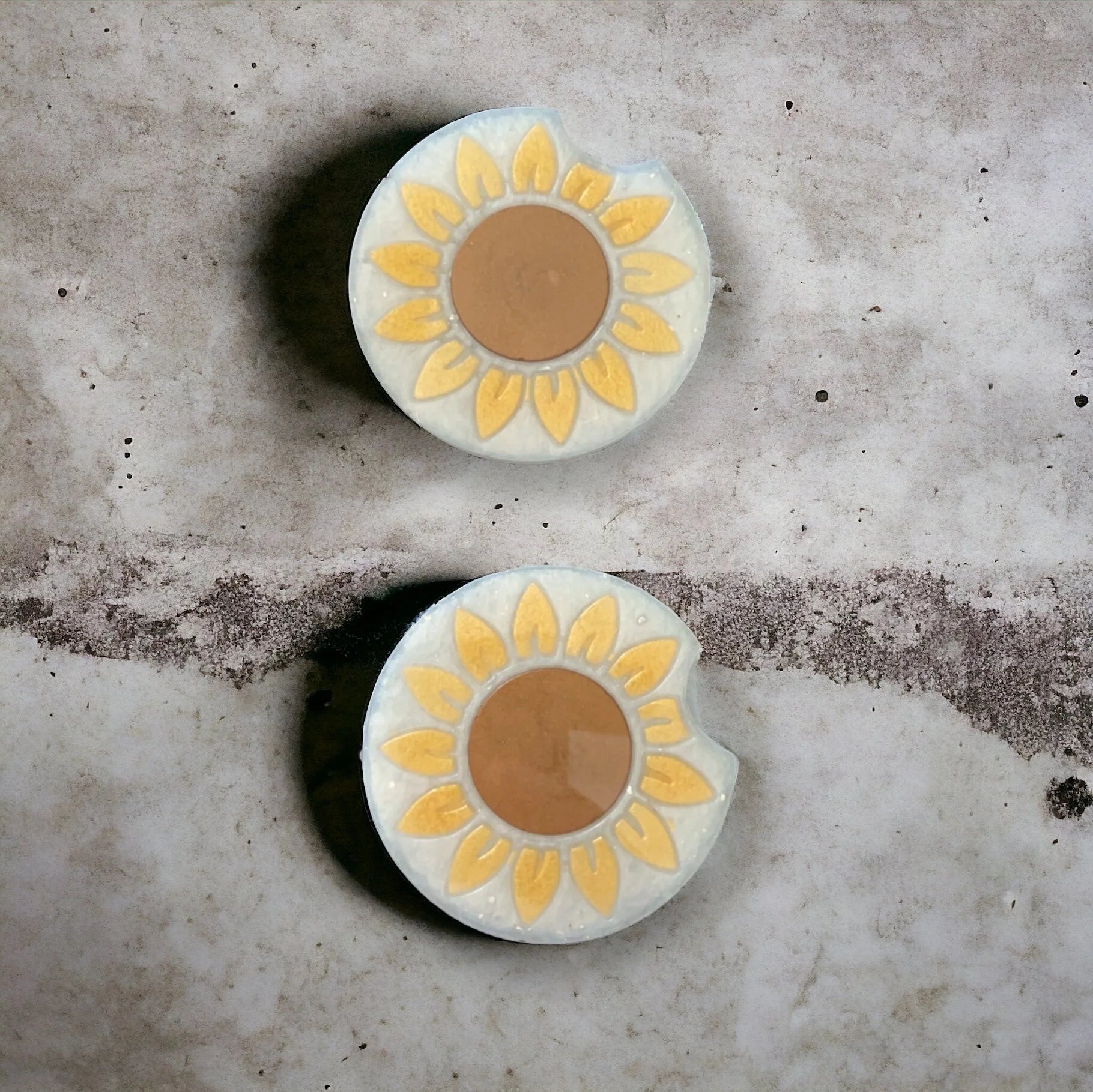 Sunflower Car Coasters - Set of Two