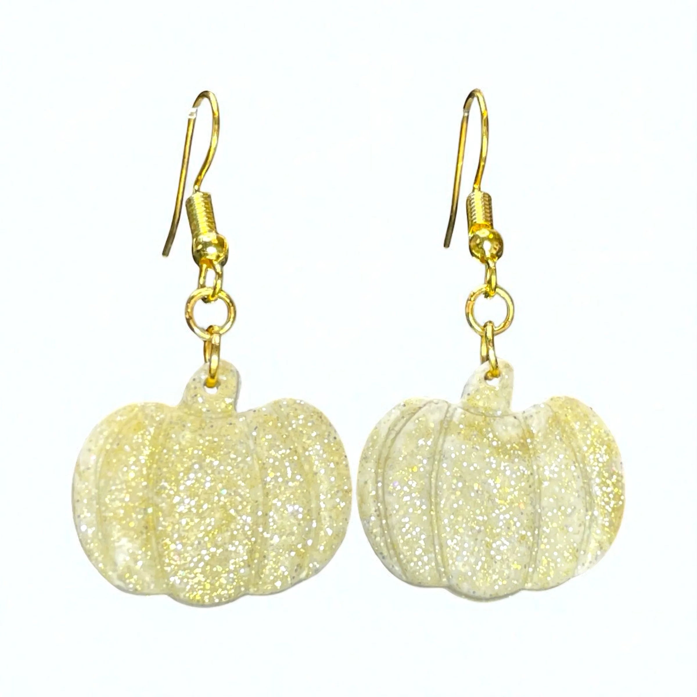 Gold Glitter Pumpkin Dangles