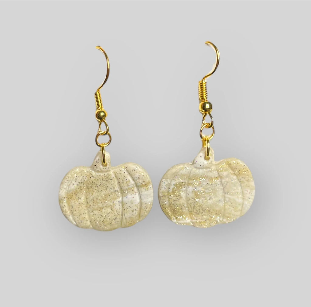 Gold Glitter Pumpkin Dangles