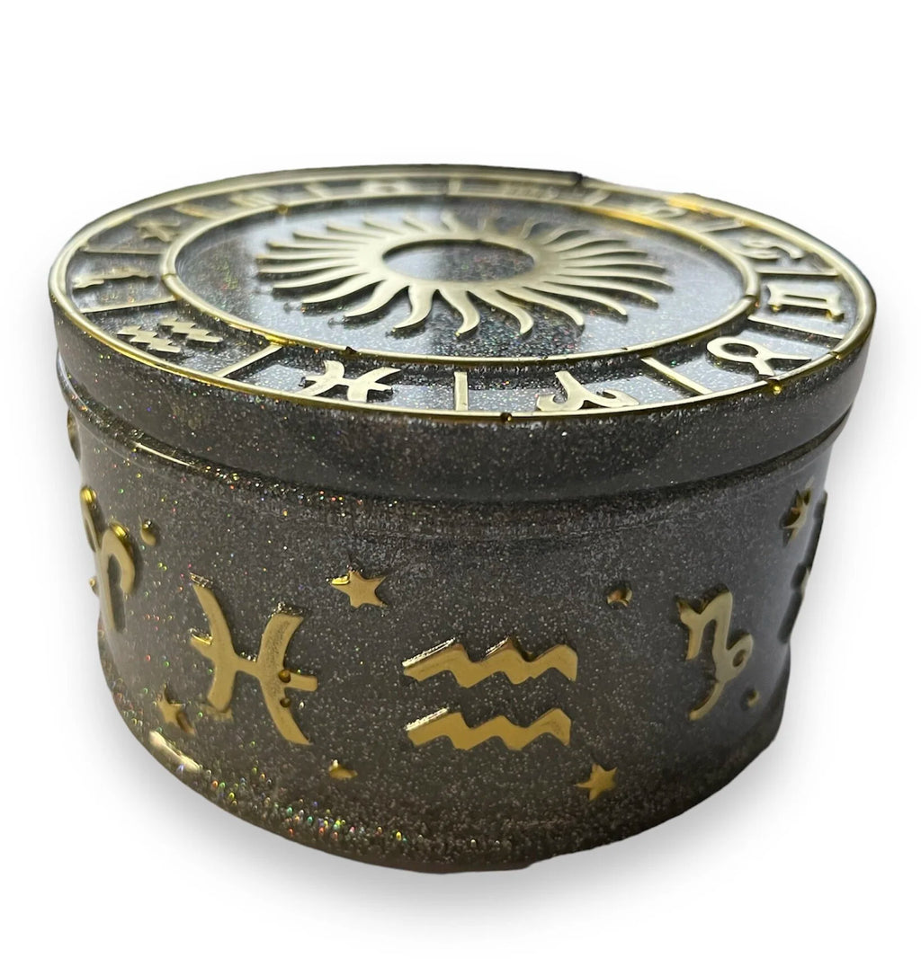 Astrology Zodiac Symbol Jewelry Dish with Sun Lid