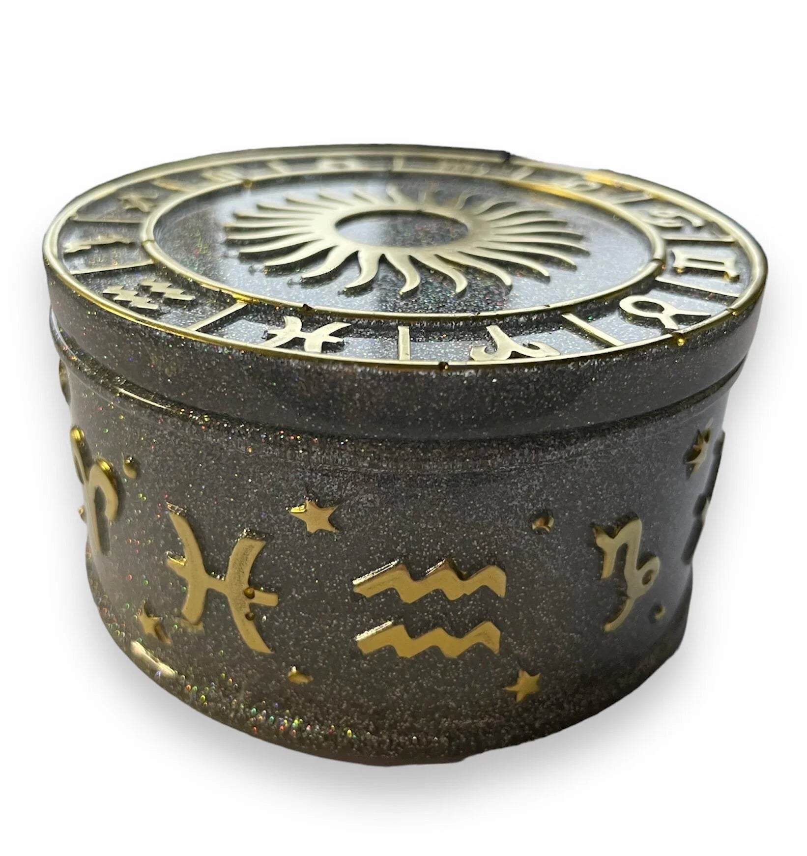 Astrology Zodiac Symbol Jewelry Dish with Sun Lid