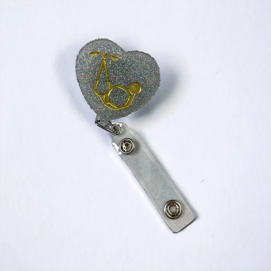 Doctor Nurse Heart Stethoscope Badge Reel