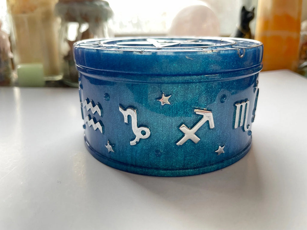 Astrology Jewelry Dish with Pentacle Lid