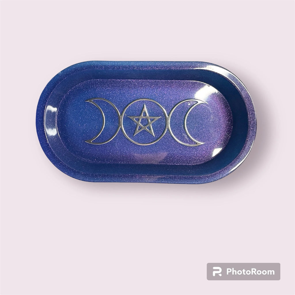 Triple Moon Goddess Symbol Jewelry Dish- Offering Bowl