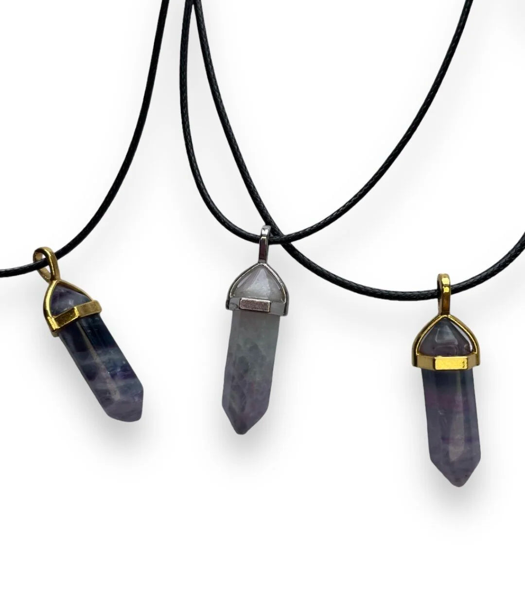 Rainbow Fluorite Crystal Pendant Necklace