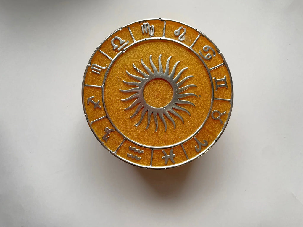 Astrology Zodiac Symbol Jewelry Dish with Sun Lid