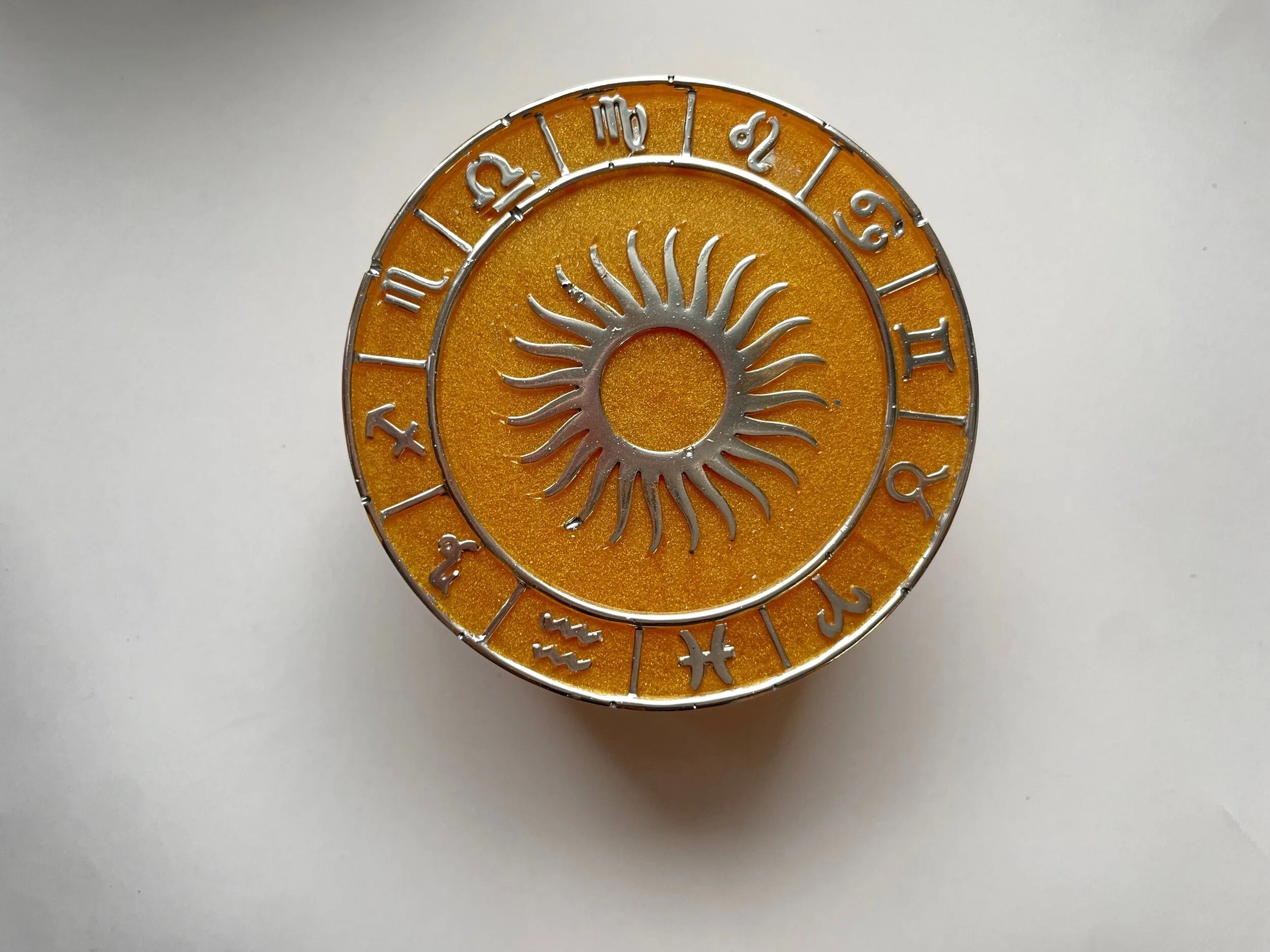 Astrology Zodiac Symbol Jewelry Dish with Sun Lid