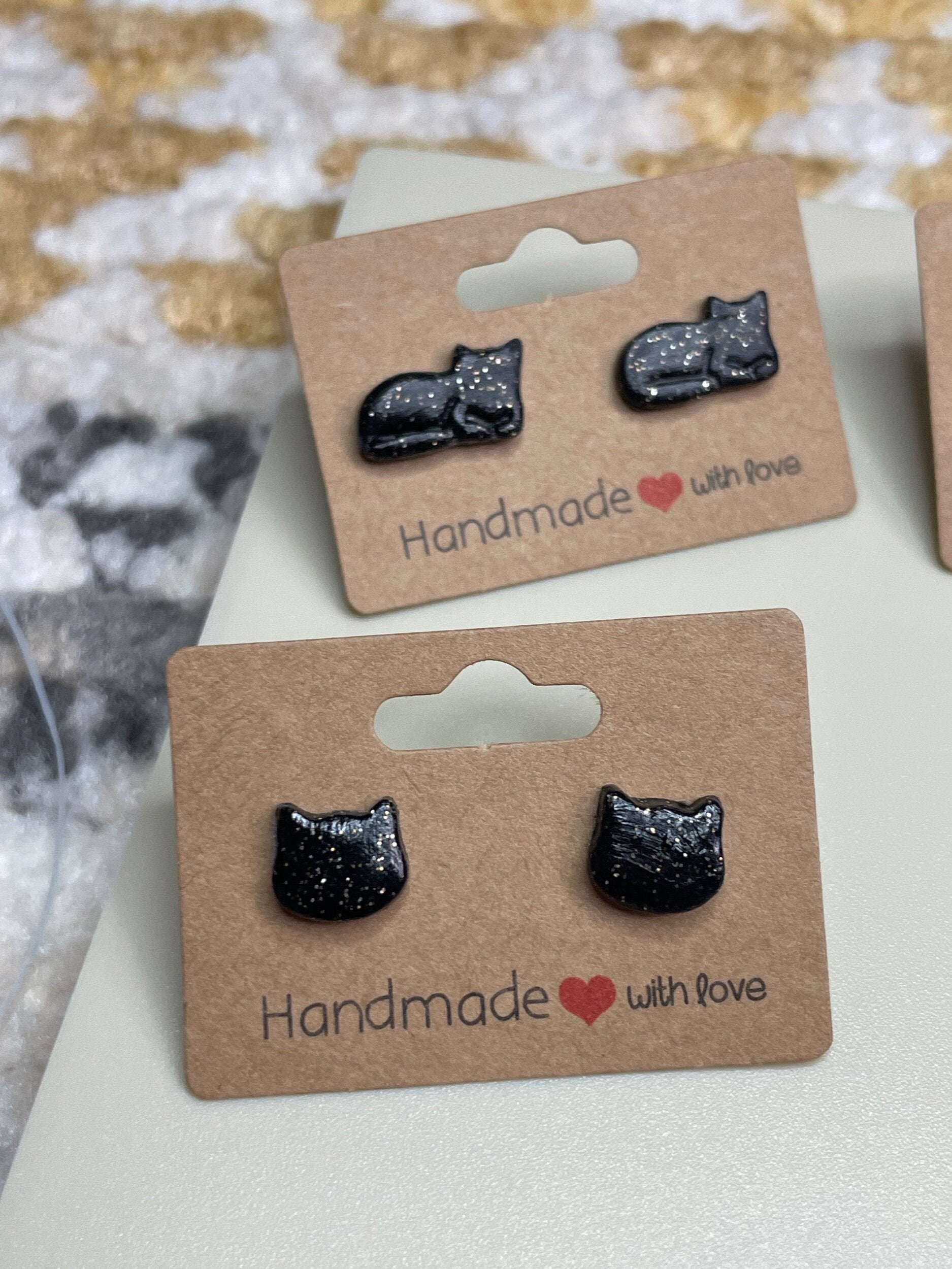 Cat Head Stud Earrings