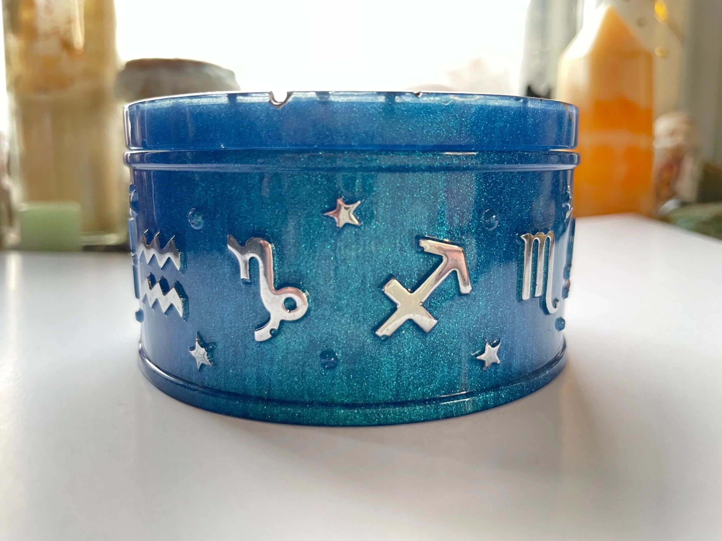 Astrology Zodiac Symbol Jewelry Dish with Sun Lid