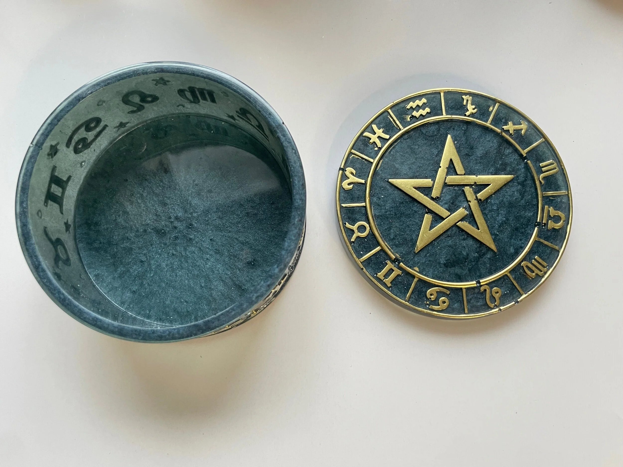 Astrology Jewelry Dish with Pentacle Lid