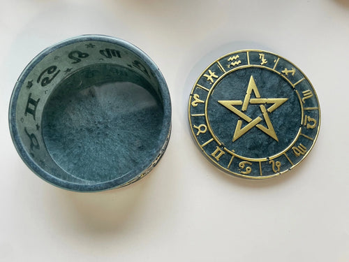 Astrology Jewelry Dish with Pentacle Lid