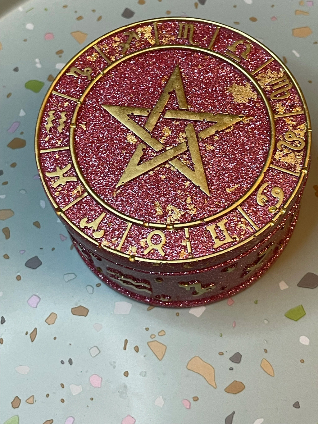 Astrology Jewelry Dish with Pentacle Lid