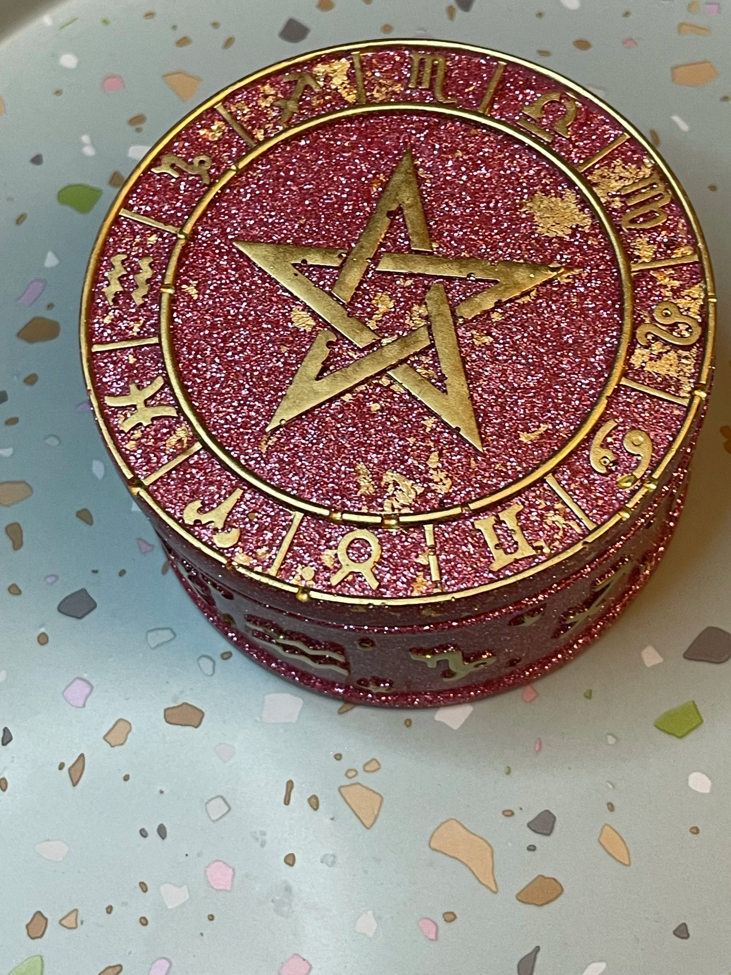 Astrology Jewelry Dish with Pentacle Lid