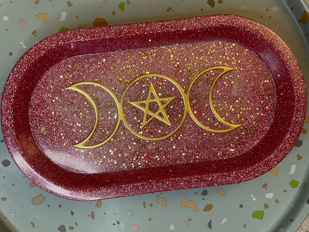 Triple Moon Goddess Symbol Jewelry Dish- Offering Bowl