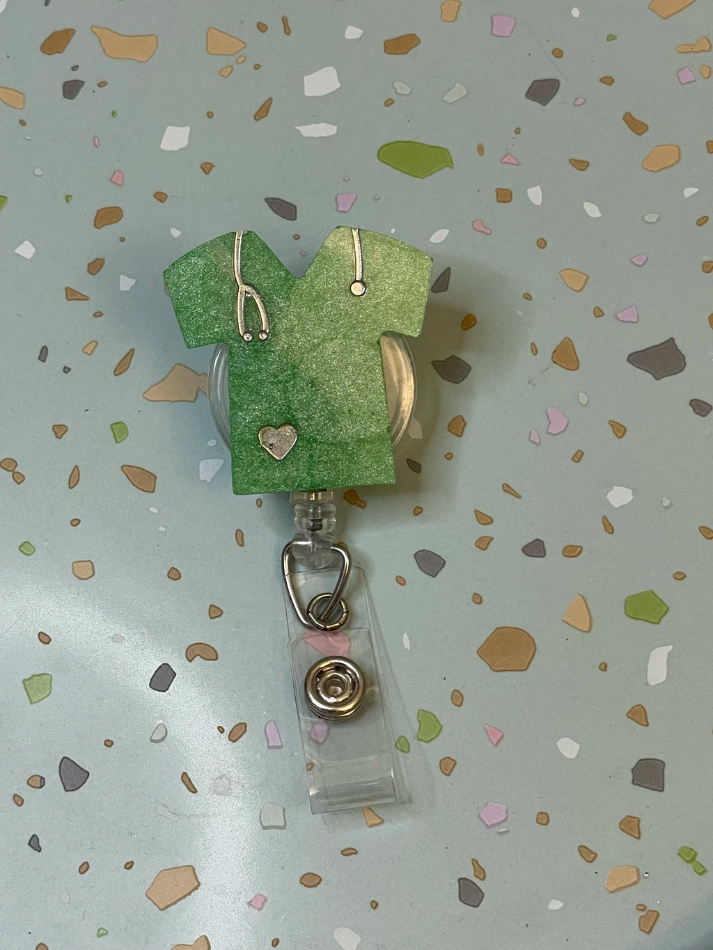 Scrub Top Doctor Nurse RN Badge Reel