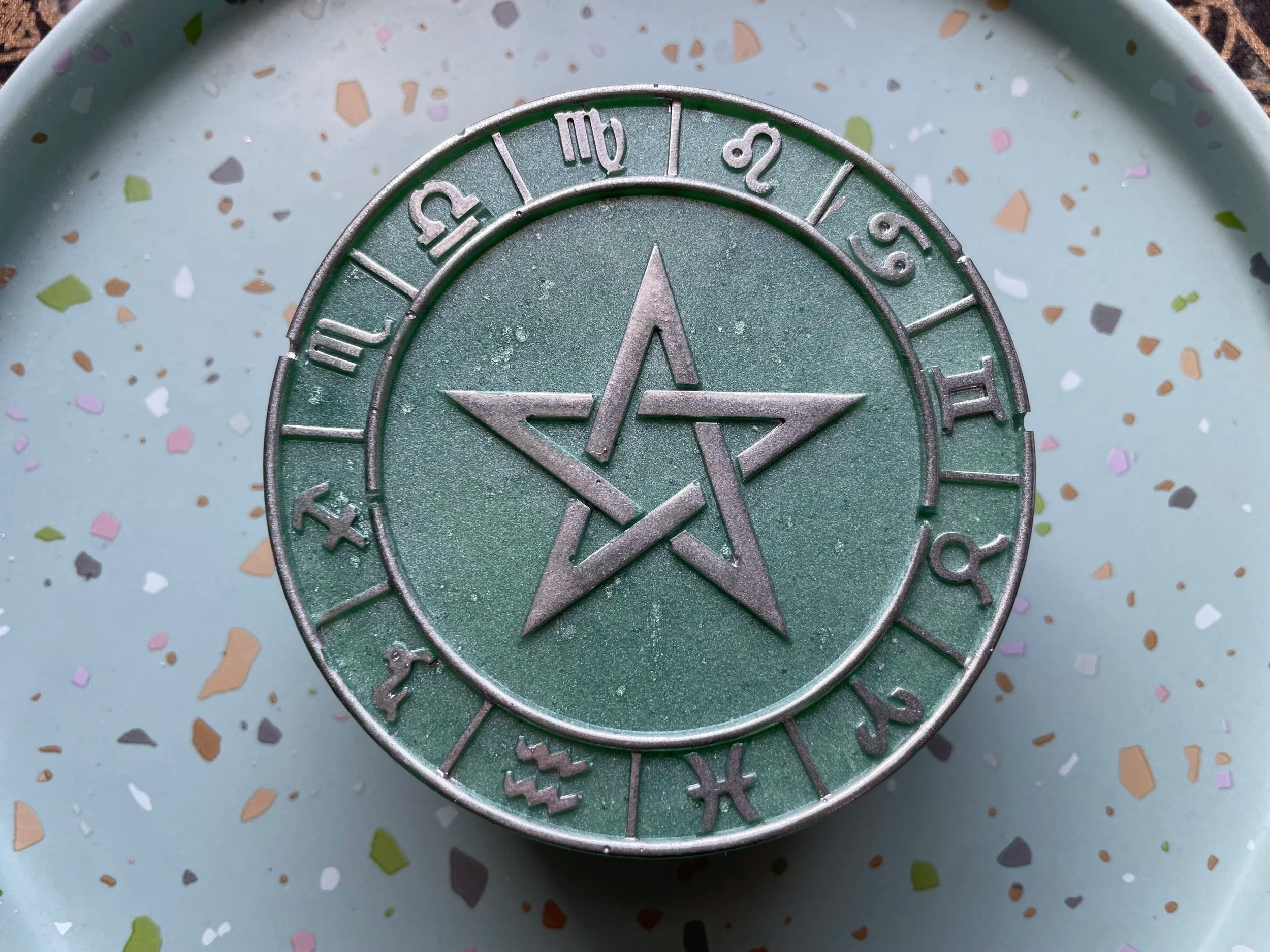Astrology Jewelry Dish with Pentacle Lid