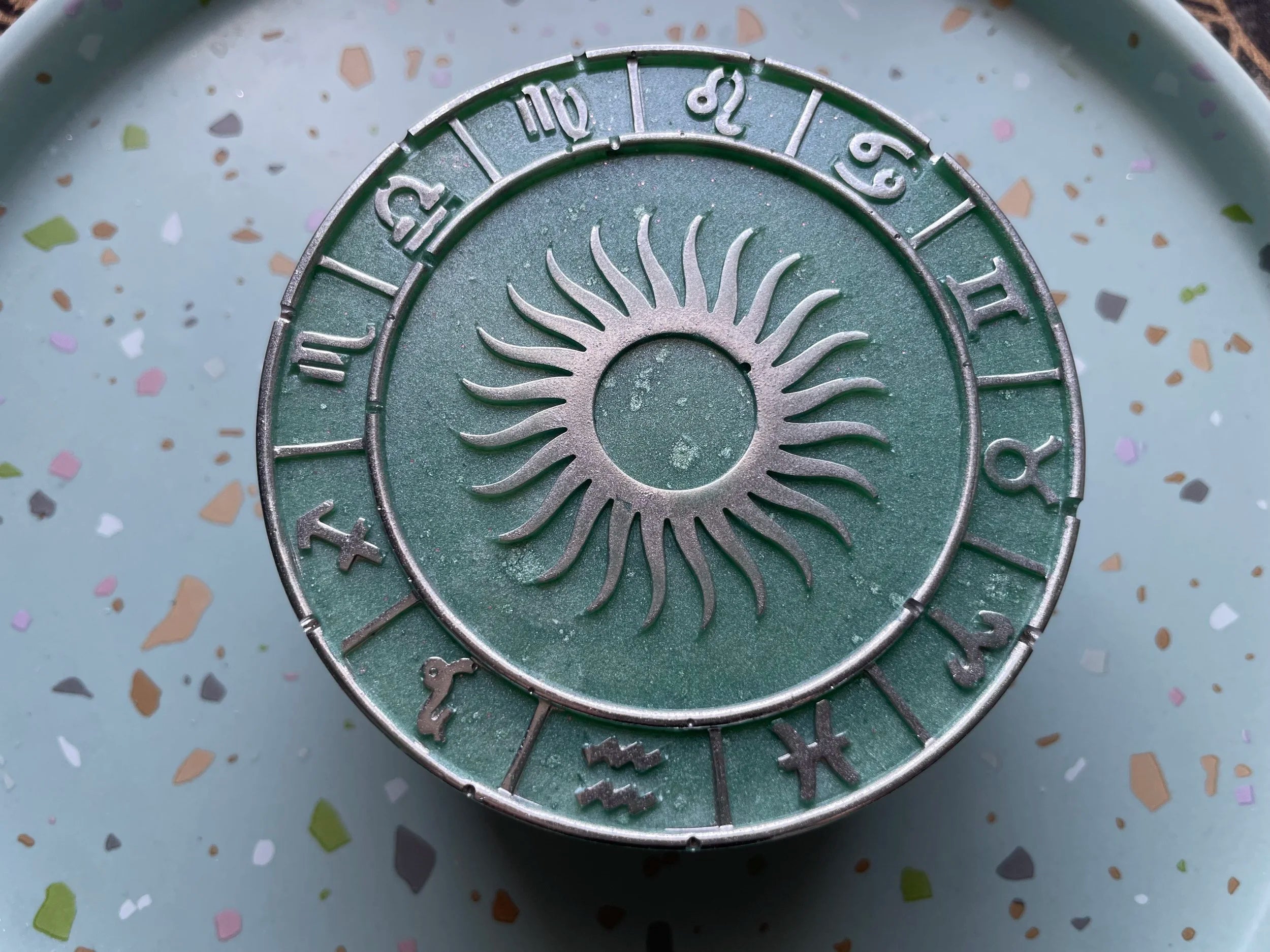 Astrology Zodiac Symbol Jewelry Dish with Sun Lid