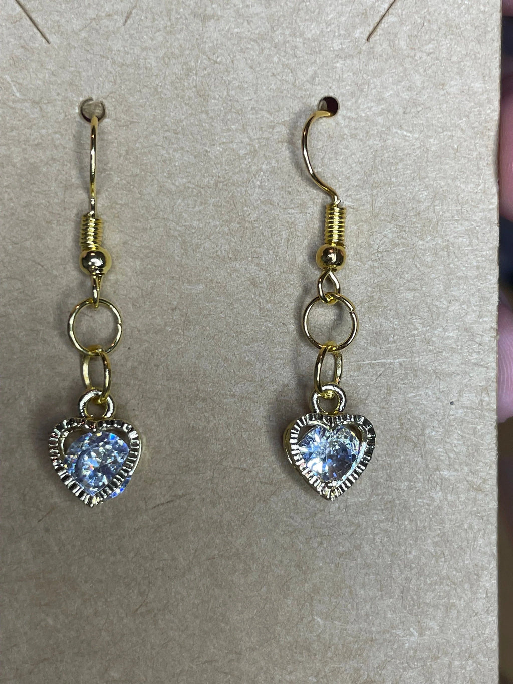Gold Heart Earrings- Dangle Earrings -
