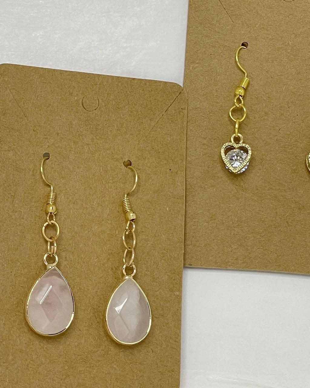 Gold Heart Earrings- Dangle Earrings -