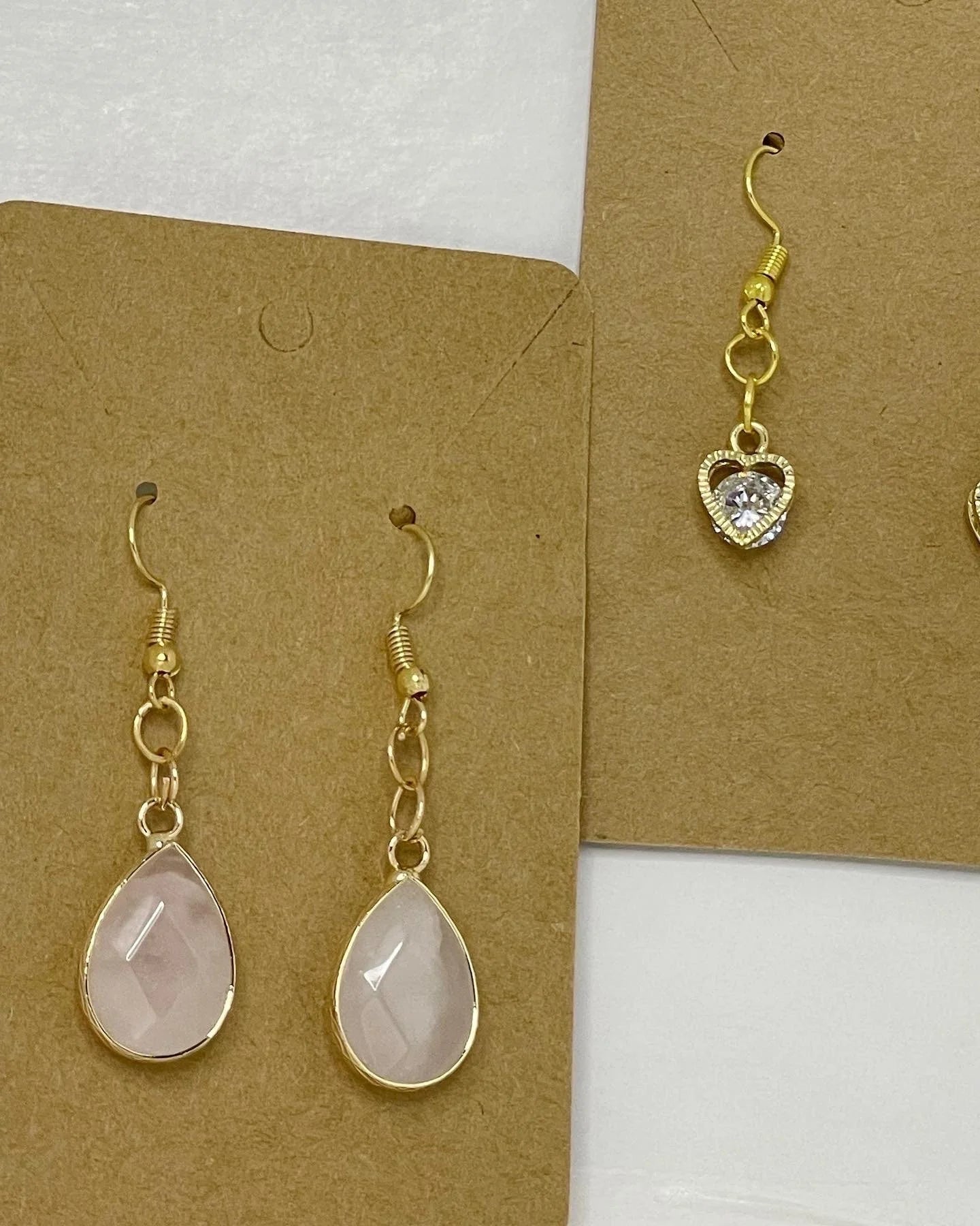 Gold Heart Earrings- Dangle Earrings -