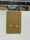 Gold Heart Earrings- Dangle Earrings -