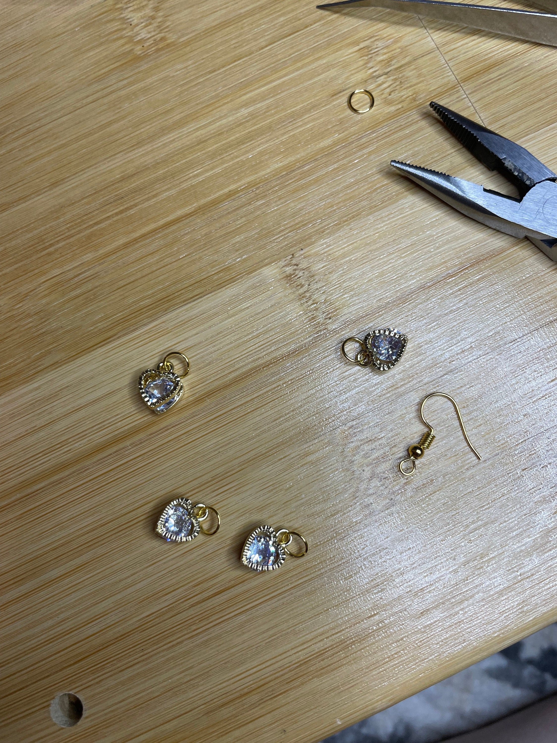 Gold Heart Earrings- Dangle Earrings -